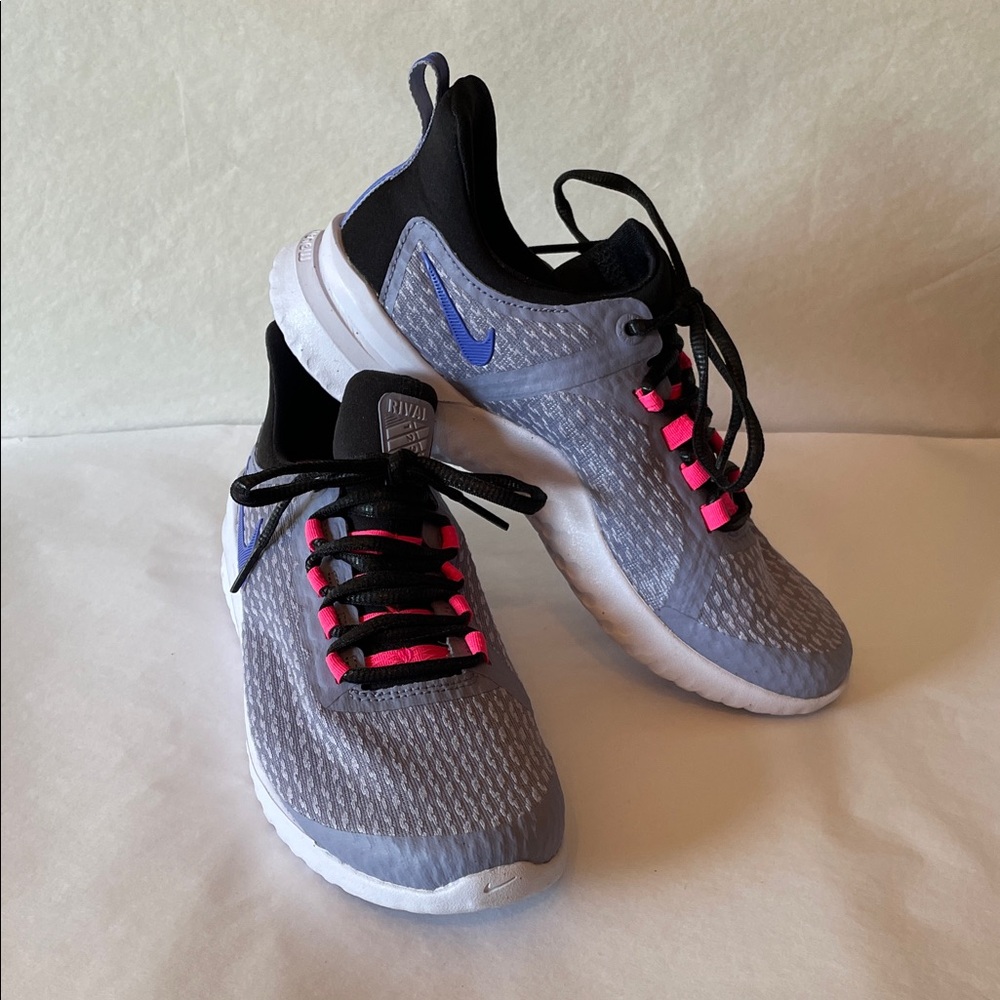 Nike Women's Gray Sneakers with Pink and Blue‎ Accents